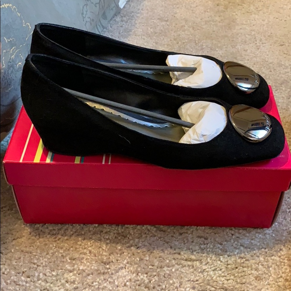 Bcbgirls black suede wedge heel